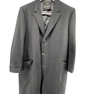 VTG Crombie Tweed Overcoat 48 Men's Blk Heavy Wool Overcoat *read*